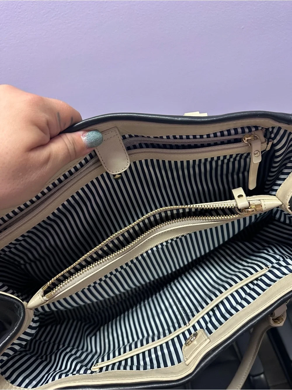kate spade Black Tote with Cream Handles